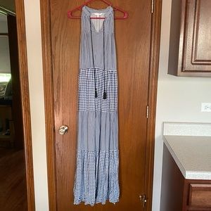 LC Lauren Conrad Plaid Blue & White Maxi Dress